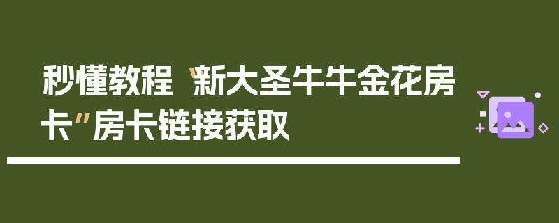 秒懂教程“新大圣牛牛金花房卡”房卡链接获取